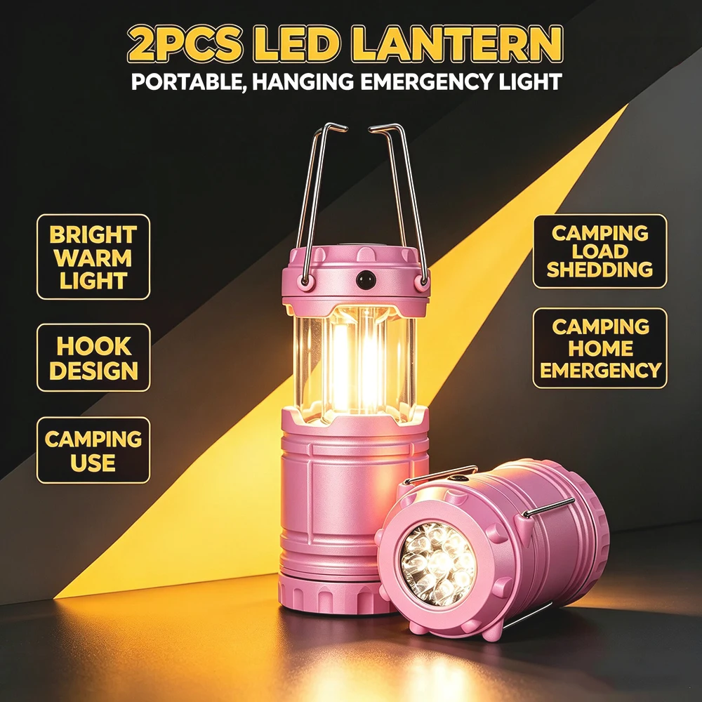 Power Outage Light - โคมไฟแคมป์ปิ้ง LED ใช้พลังงานจากแบตเตอรี่ แบบพับเก็บได้ ไฟฉุกเฉิน พร้อมตะขอแขวน