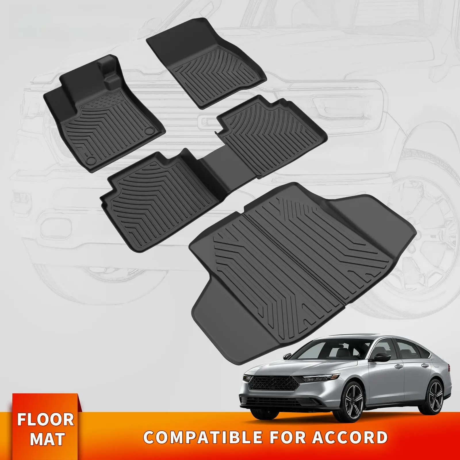 

Car Floor Mats +Cargo Liner For 2023-2025 Accord TPE Rubber All Weather