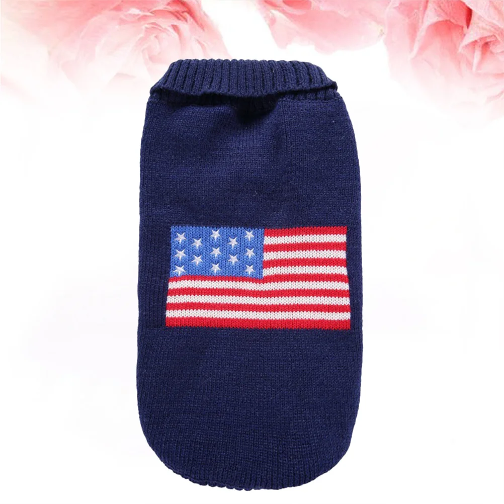 

American Flag Pet Sweater Winter Warm Puppy Dog Clothes Christmas Party Costume Small Dog Outdoor Clothes Pet Sweater