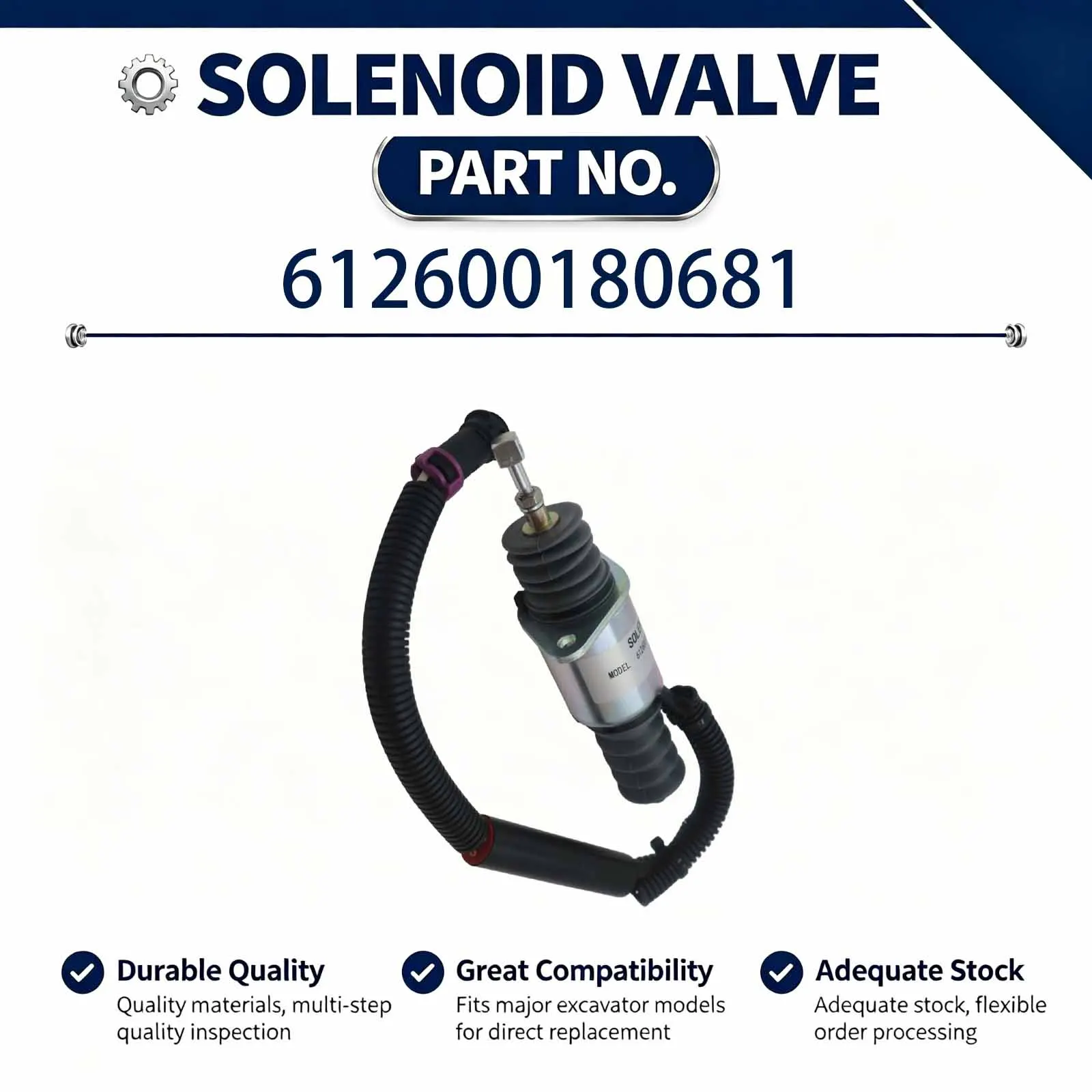 24V Solenoid valve 612600180681 Compatible for  Lonking LG850 LG855B LG855D ZL50C ZL50NC Diesel