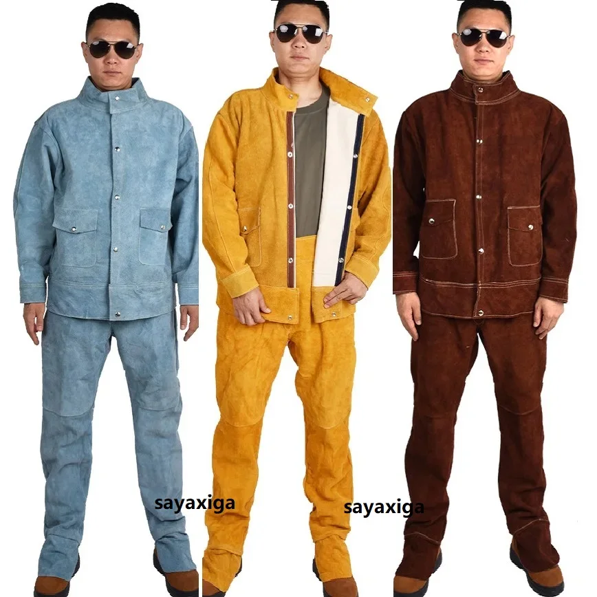 Cowhide Welding Suit Heat Flame Resistant Special Protective Clothing Anti-scalding Anti-arc Leather Safety Welder Labor Uniform