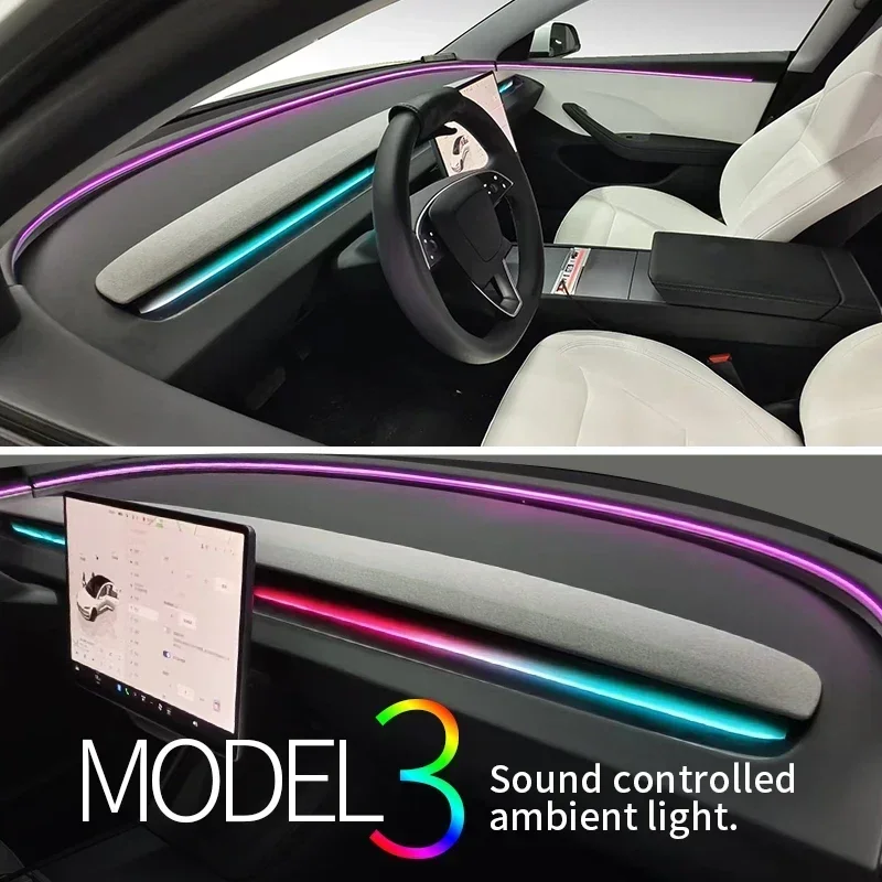 

For Tesla Model 3 2024 Atmosphere Lights, New Version Central Control Vehicle Interior Dashboard Decoration Atmosphere Lights