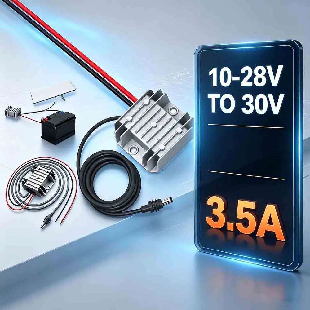 12V to 30V 3.5A Step-Up Converter 10V-28V TO 30V 3.5A 3M Cable for Cars RVs Camping Fits Waterproof Dustproof CE High Efficiency