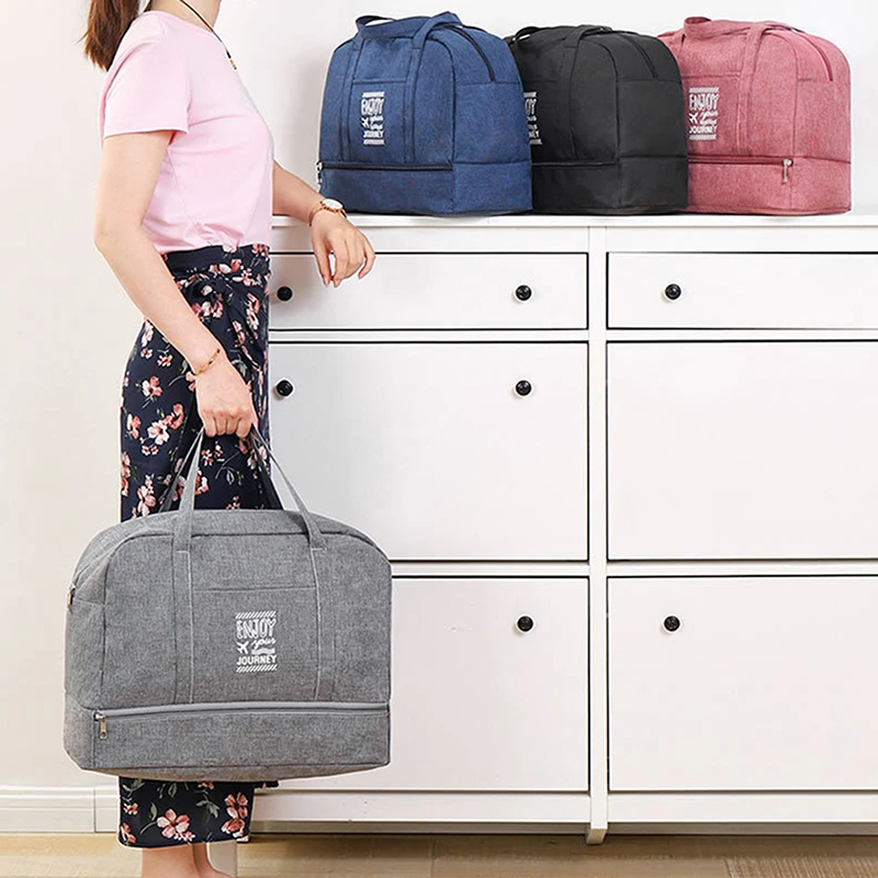 Bolsa de viaje plegable a la moda para mujer, bolsas Oxford de viaje para fin de semana durante la noche, equipaje de mano de gran capacidad, suministros de accesorios de lona