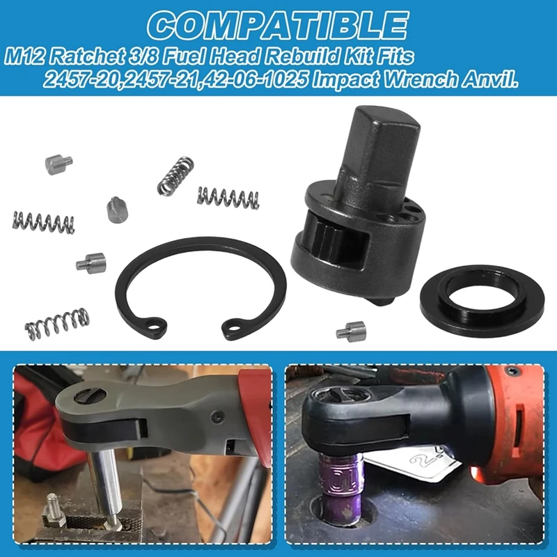 Replacement Ratchet Head Anvil Repair Kit 3/8 Inch 42-06-1030 For Milwaukee 2457-20,2457-21 M12 Ratchet Head Anvil