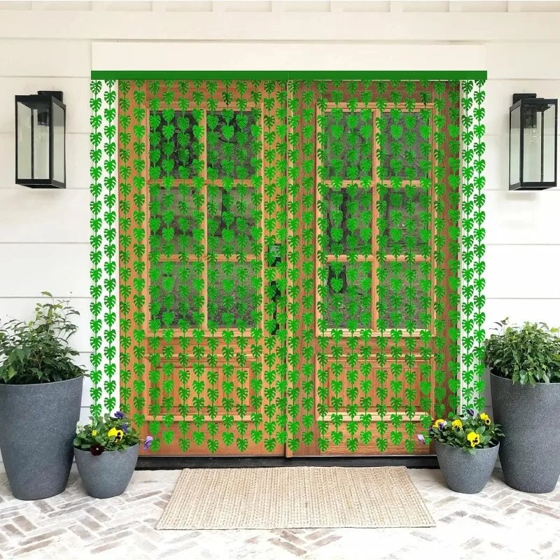 1/2 قطعة ستارة المطر الورقية الخضراء بريق أوراق الغابة احباط هامش الستار سفاري عيد الميلاد حفلة عيد ميلاد زينة الإمدادات #6