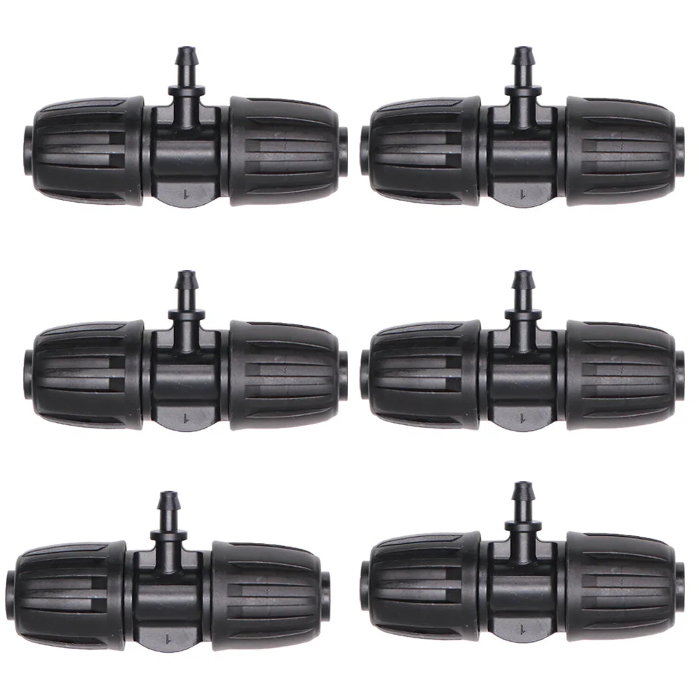 10/20/30/50PCS 16mm PE Tubing to 4/7mm Hose Tee Connector w/ Thread Lock Garden Irrigation Water Adapter 1/2”to 1/4