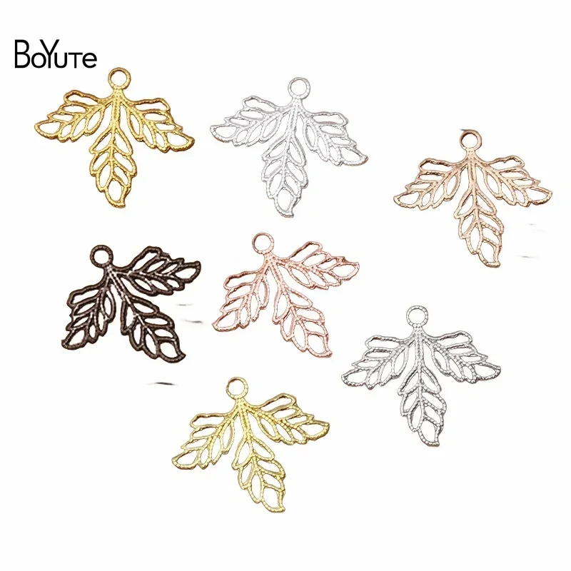 

BoYuTe (200 Pieces/Lot) 23*25MM Filigree Leaf Charms Metal Brass Stamping DIY Vintage Jewelry Accessories Handmade Materials