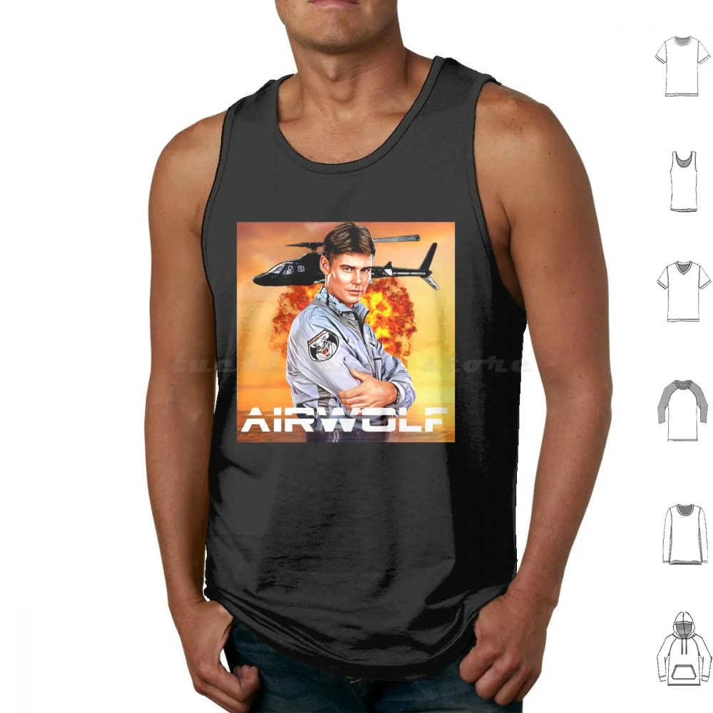 Airwolf Tv Series , Supercopter Tank Tops Print Cotton Airwolf 80 Years Retro Knight Rider Vintage Helicopter Tv Shows