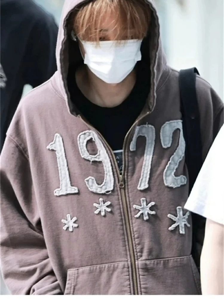 

Корейская толстовка свободного кроя с капюшоном из чистого хлопка, длинный свитер на молнии све, женская мода, весна-осень