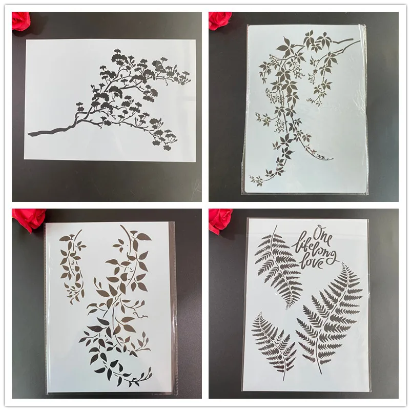 4pcs /set A4 Mandala Stencils Painting Coloring Embossing Scrapbook Album Decorative Template stencil paris leaves branches