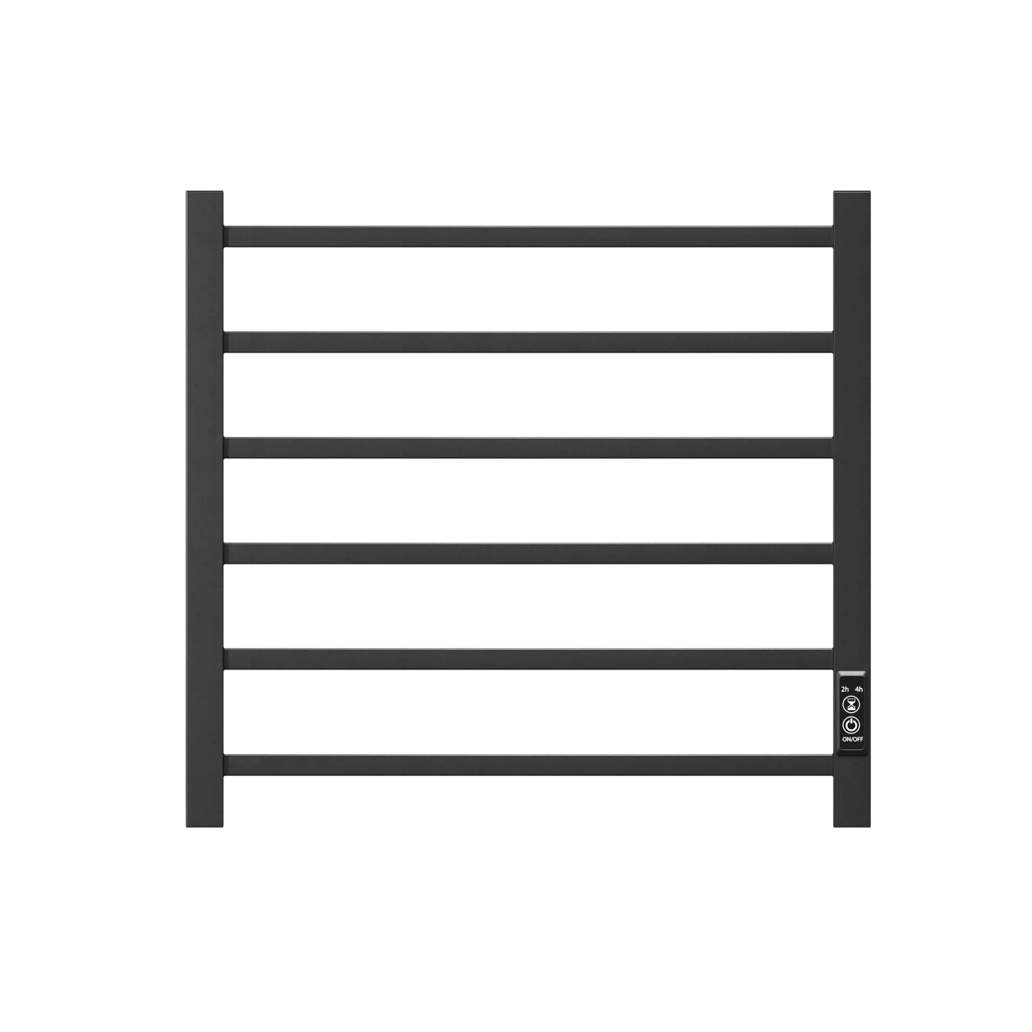 Towel Warmer 6 Bar Electric Heated Towel Rack Wall Mount Plug-in/Bath Towel Heater Matt-Black - Timer