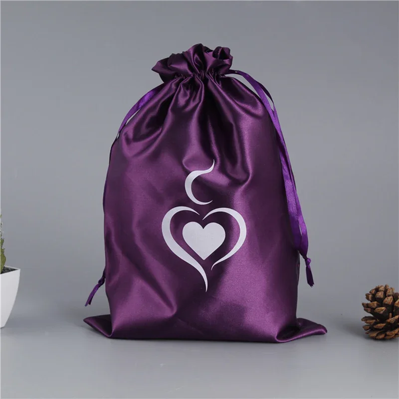 Imagem -03 - Silk Satin Virgin Cabelo Embalagem Bolsa Logotipo Personalizado Bolsa Maquiagem Cílios Sapatos Roupas Home Storage Drawstring Bags 50 Pcs