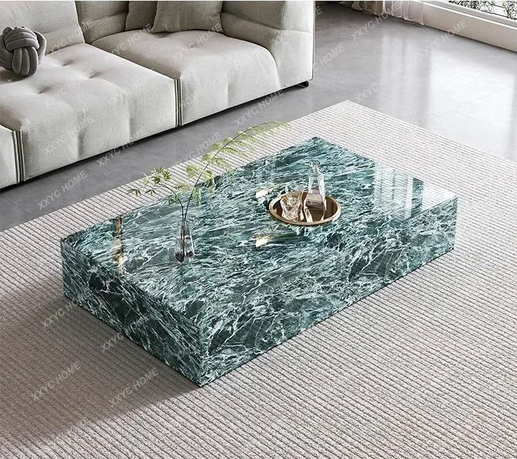 

living room modern simple sCCuare rock slab marble coffee table