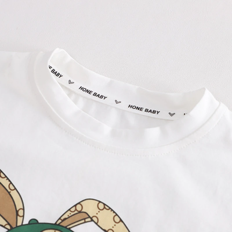 Summer Baby Clothes Kid Boy Cartoon Rabbit T-Shirts Shorts Suit Infant Toddler Girl Short Sleeve Top and Bottom 2 Pieces Set