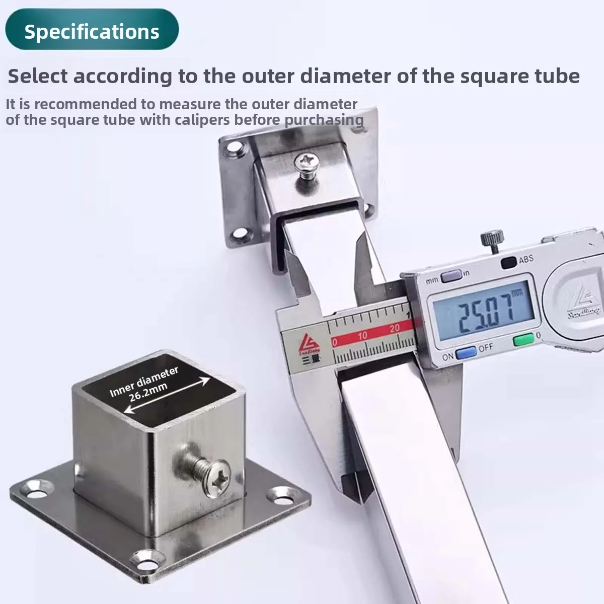 Thickened Stainless Steel Diamond Flange Seat Wardrobe Hanger Pole Square Base 25 Square Tube Towel Pole Armrest Fixing Seat