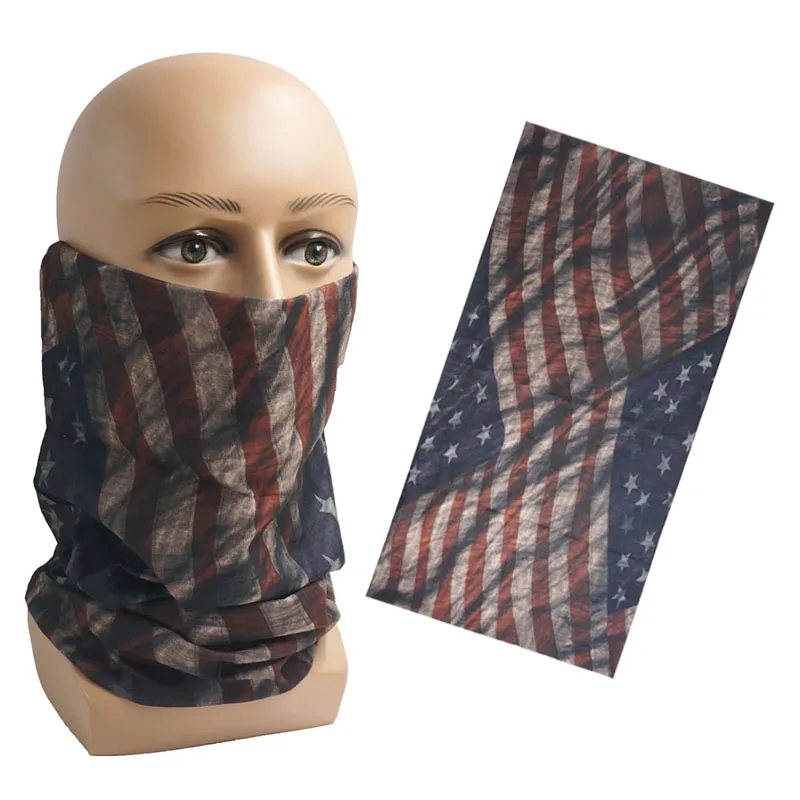 Vintage US Flag Bandannas Mask for Face Microfiber Shield American Style Neck Warmer Breathable Covering Gaitor Hiking Scarf