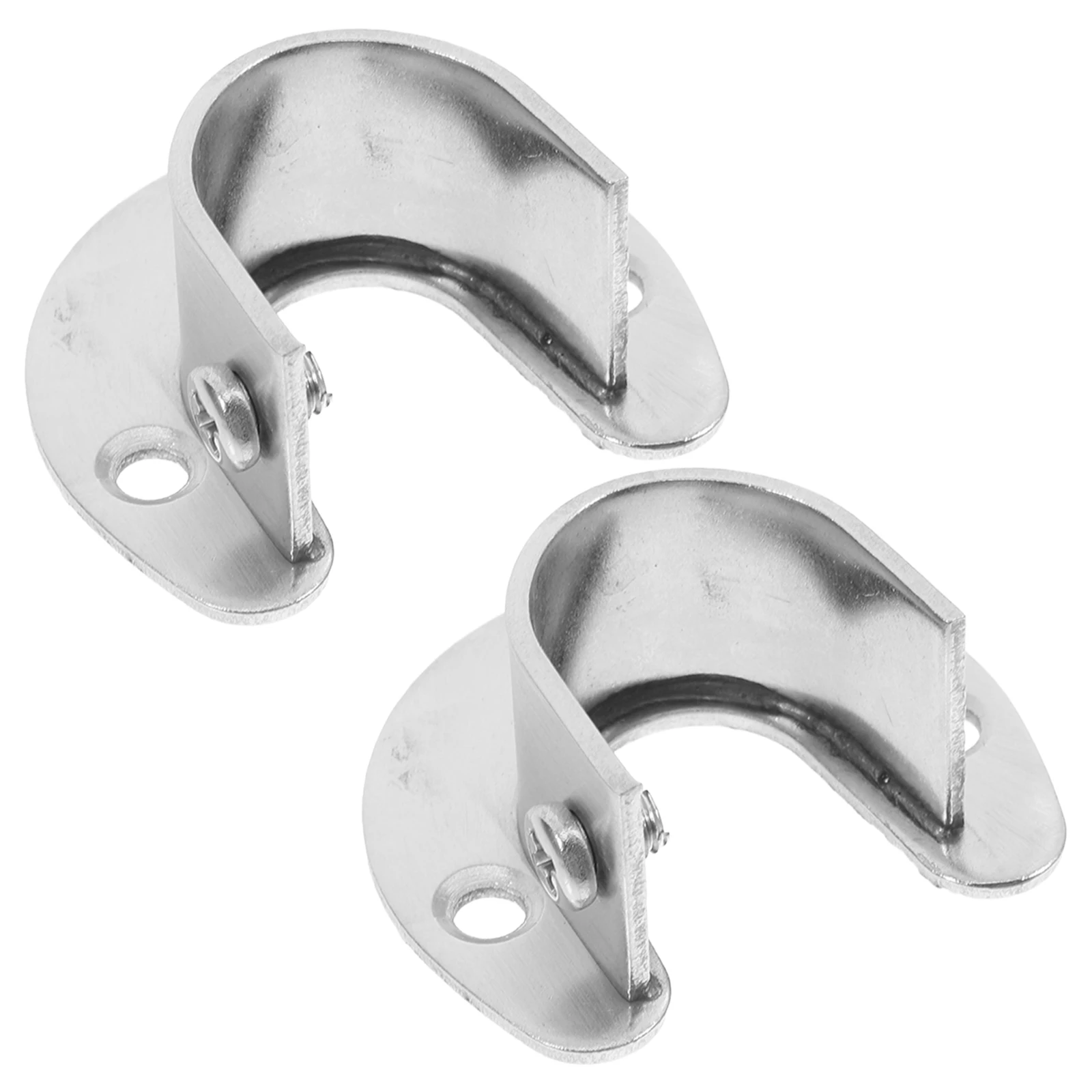 

2Pcs Versatile Stainless Steel Closet Rod Holders UShaped Bracket For Residential And Commercial Use