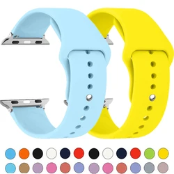 Pulseira de silicone para Apple Watch, faixa 44mm, 40mm, 45mm, 41mm, 38mm, 42mm, pulseira de cinto, iWatch Series 8, 9, 7, 6, SE, 5, 4, 3, ultra 2, 49mm