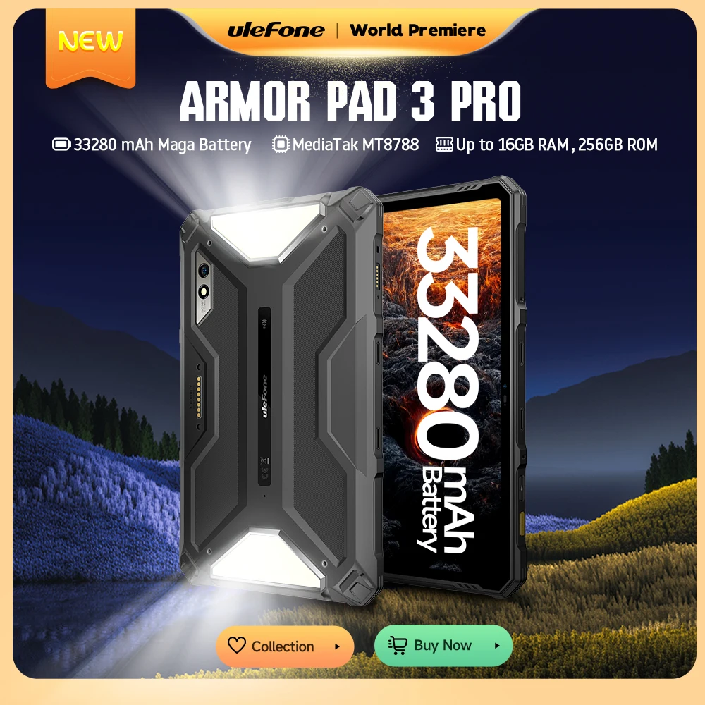 【World Premiere】Ulefone Armor Pad 3 Pro Rugged Tablet 33280 mAh MediaTek MT8788 16GB RAM(8+8) 256GB ROM 50MP 10.36