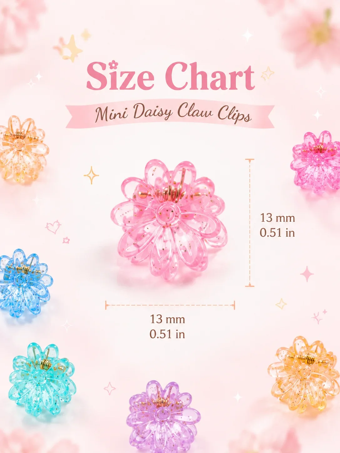 20-100pcs Macaron Mini Butterfly Hair Clips Tiny Flower Claw Clips Colorful Glitter Barrettes for Toddler Baby Bangs Fine Hair