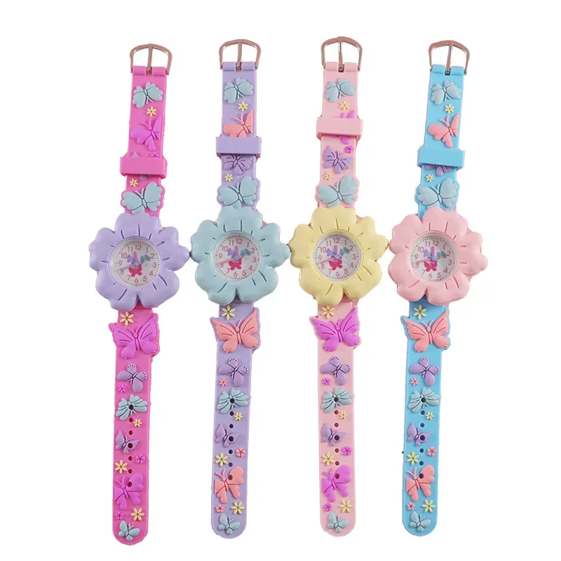 New Kids Watches Cartoon Watches Butterfly Silicone Quartz Wristwatch Birthday Gift Girl Boy Children Study Time Watch Reloj