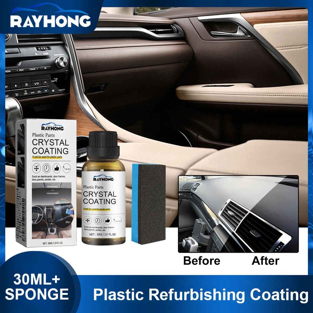 30ml Interior Plastic Parts Retreading Agent Long Lasting Car Plastic Trim Restorer Console Instrument Panel Care Polish Cleaner