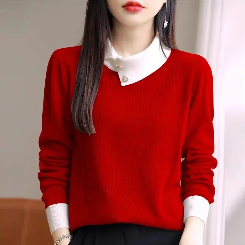 Autumn Winter Women\'s Clothing Turtleneck Screw Thread Pullover Long Sleeved Sweater Knitted Elegant Korean All-match Tops