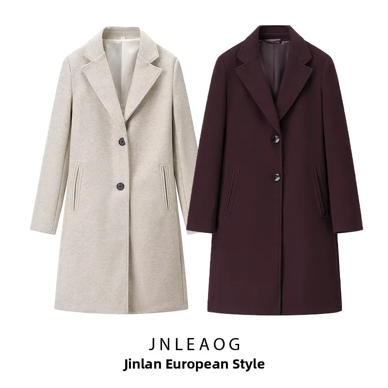 

JNLEAOG Faionable Soft oulder Pad Coat Women's Sli Versatile Autumn New Arrival Long Sve Polyester Fibre Coat