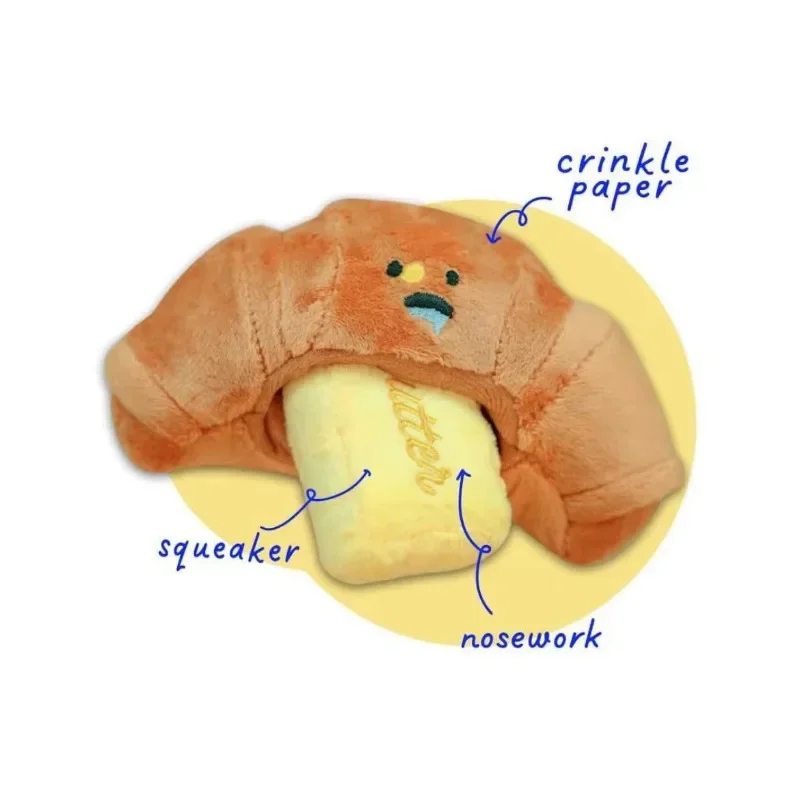 Hidden Food Sniffing Toy Squeaky Dog Toys Interactive Plush Toy Dog Chew Toy Pet Toys Croissant Bread Squeaking Sound Plush Toys