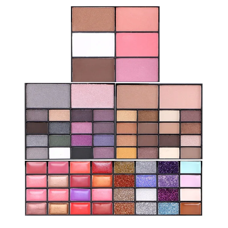 Combinaison de fard à paupières, 74 couleurs, brillant à lèvres, ensemble de maquillage tout-en-un, plateau de fard à paupières mat, correcteur, rouge à lèvres Flash, boîte de kit de maquillage