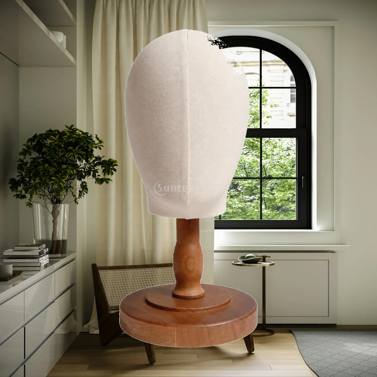 Hat Display Mannequin Head with Wooden Base for Wig Holder and Headwear Organizer