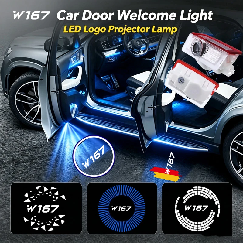 2PCS Car Door Welcome Courtesy Ghost Shadow Emblem Projector Lamps Decoration For Mercedes Benz GLE W167 2019‑2020 Accessories