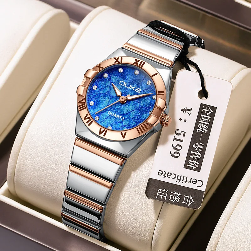 Новые модные женские маленькие зеленые часы, нишевые темпераментные водонепроницаемые стальные ремешки, светящиеся женские студенческие кварцевые часы