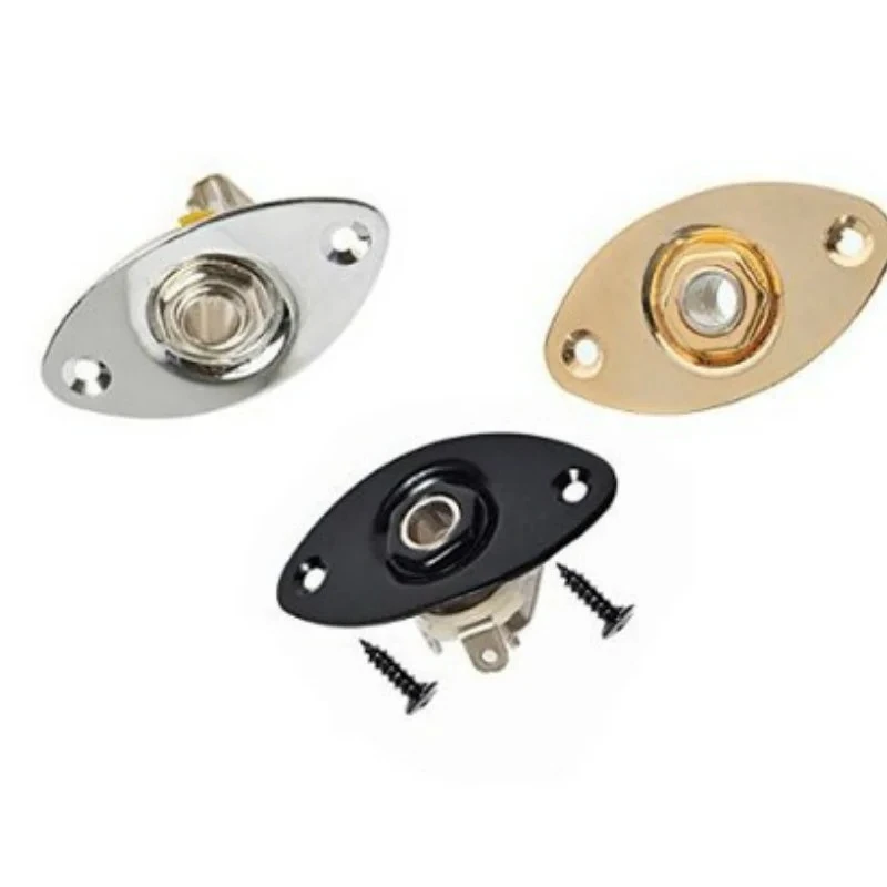 1PC Hot High Quality 1pcs Chrome Oval Output Jack Plate Jackplate Socket W/Jack for Electric LP Guitar Useful Guitar Accessories