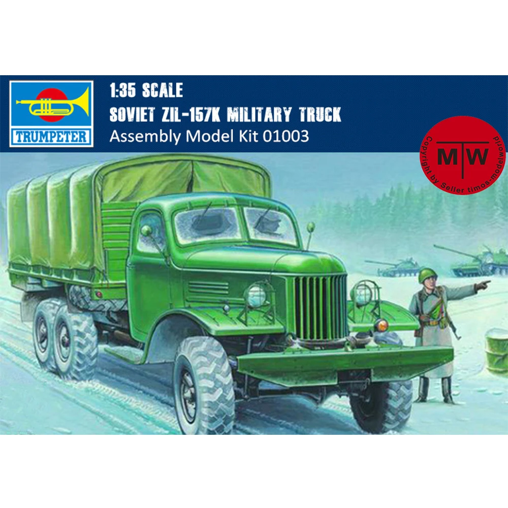 

Trumpeter 01003 1/35 Scale Soviet ZIL-157K Military Truck Plastic Assembly Model Kits