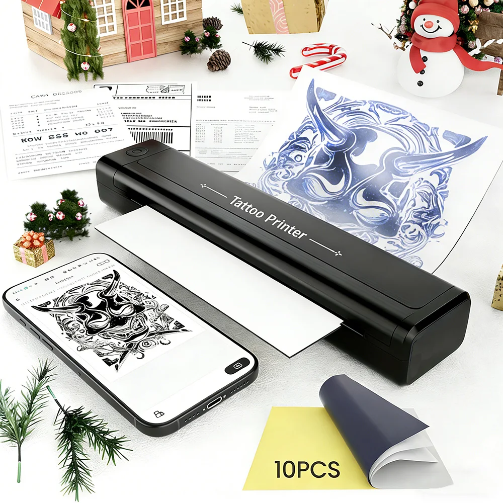 

Wireless Tattoo Stencil Printer Portable Thermal Tattoo Transfer Machine With 10pcs A4 Transfer Papers Bluetooth Tattoo Printer