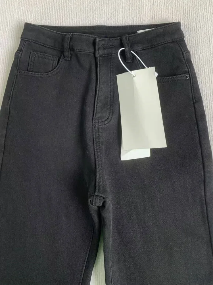 Fce doublé jean évasé femme taille haute élastique minceur Denim pantalon automne hiver grande taille pantalon à jambes larges Cleanfit Sle