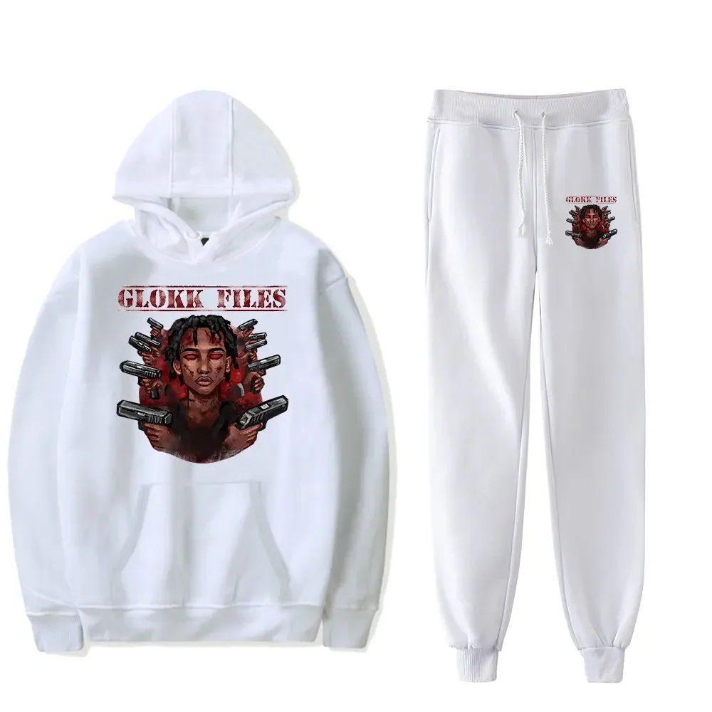 Glokk40Spaz Merch Men's Sportswear Sets Casual Tracksuit Two Piece Set Hoodie and Sweatpants Sportswear Suit