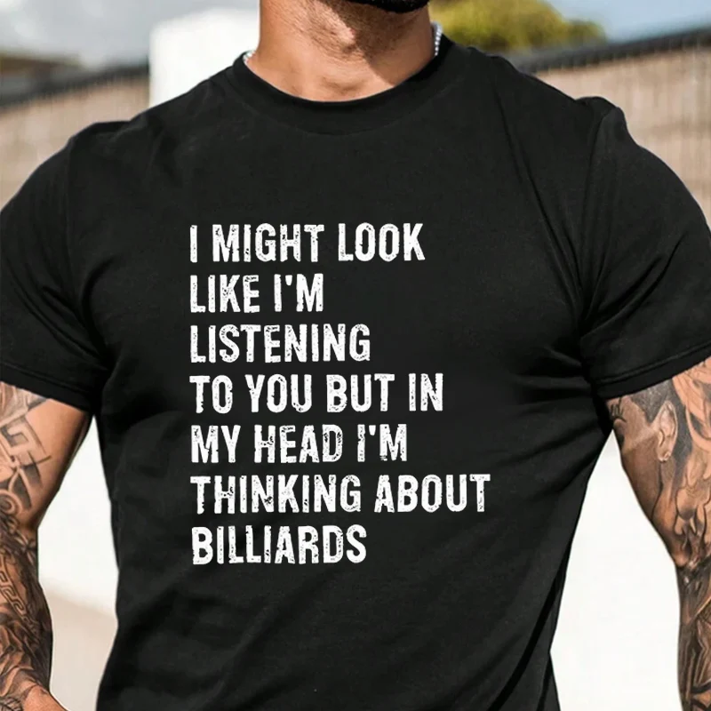 

Мужская модная футболка с забавной бильярдной надписью, повседневные модные футболки на лето, удобные топы с короткими рукавами
