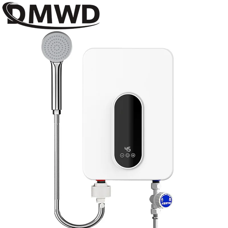 DMWD 5500W Instant Electric Water Heater Shower Bathroom Faucet Hot Water Heater Digital Display 3 Seconds Instant Heating EU US