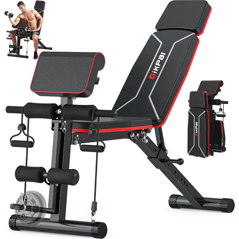 GIKPAL Adjustable Weight Bench - Workout Bench Press for Home Gym, Foldable Incline Decline Sit up Exercise Bench
