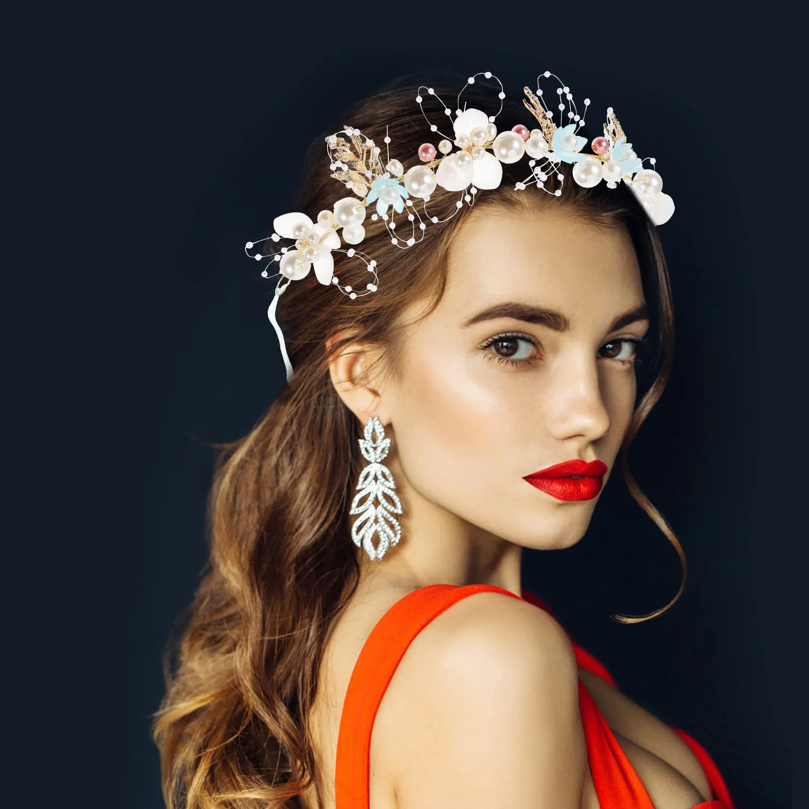 

Flower Headband Pearl Women Girls Wedding Party Bridal Hair Band Accessories Hairstyles Comfort Lightweight