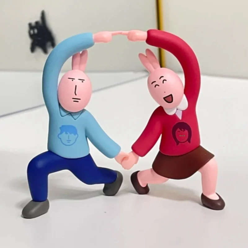 

PLZDOT Pink Rabbit Angel Blind Box Figure Abstract Funny Decorative Toy Illustration Character Desktop Decor For Toy Collectors