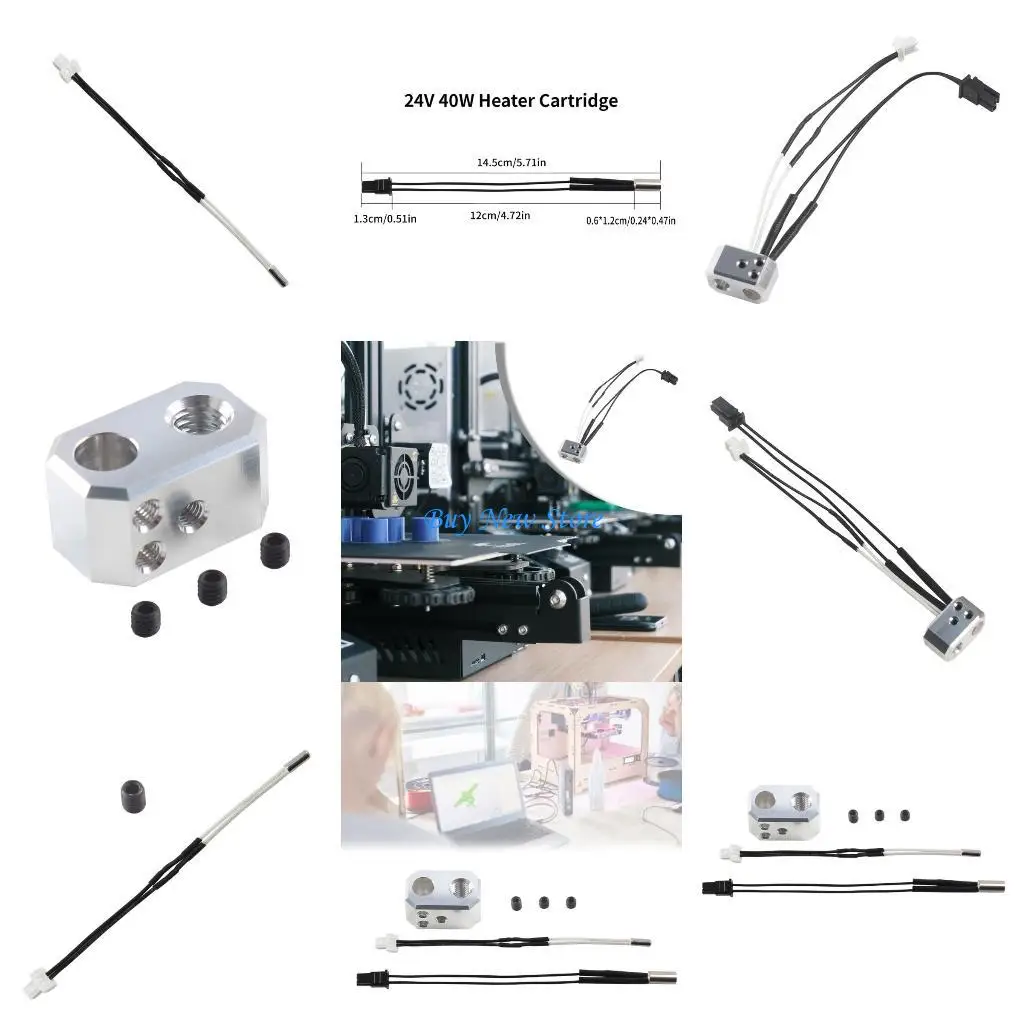 

20ce 24 В 40 Вт картридж нагревателя и термометр нагревательный набор теплового стержня для MK4