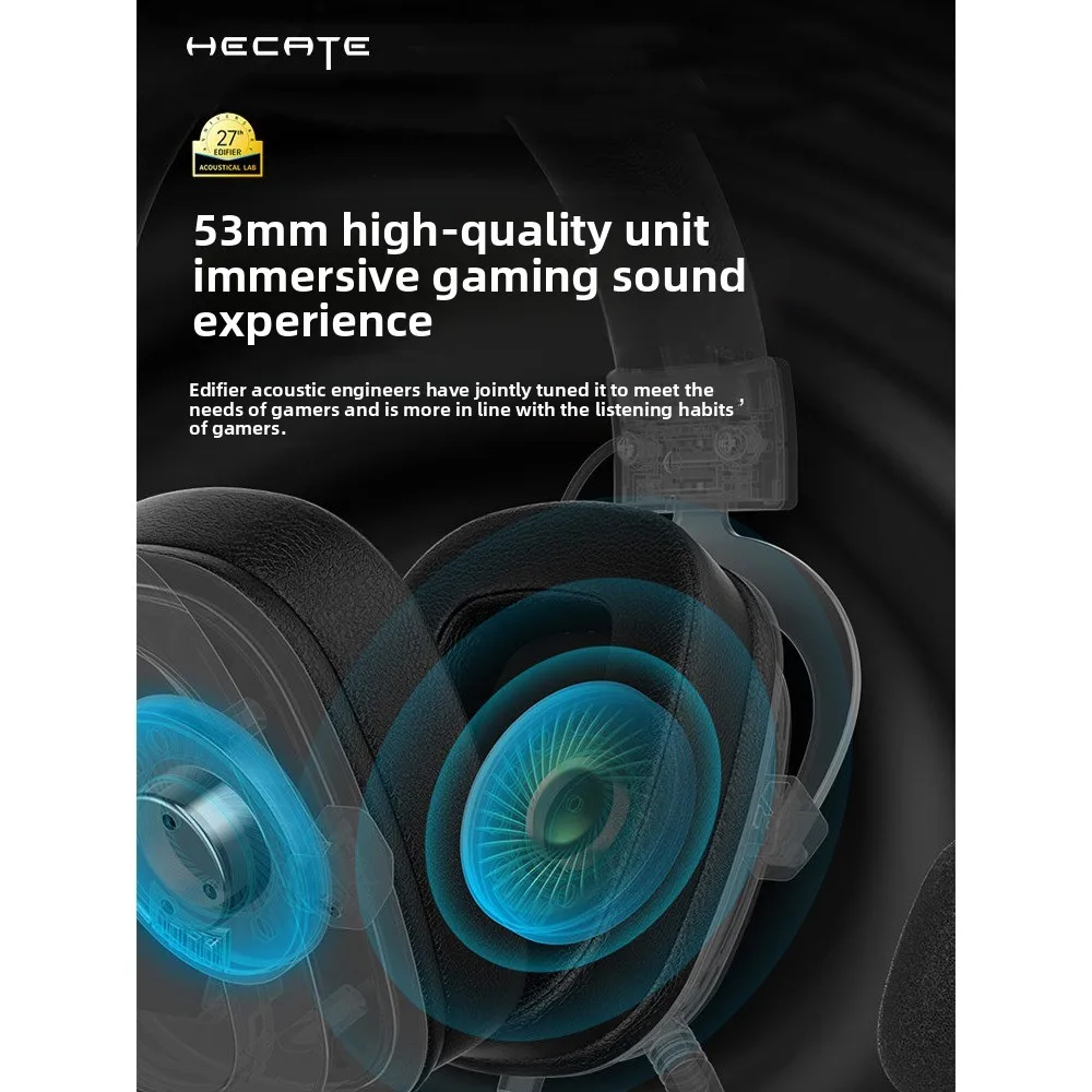 HECATE G5 USB Wired Gaming Headset 53mm Driver 7.1 Surround Sound Over Ear Headphones with Detachable Mic