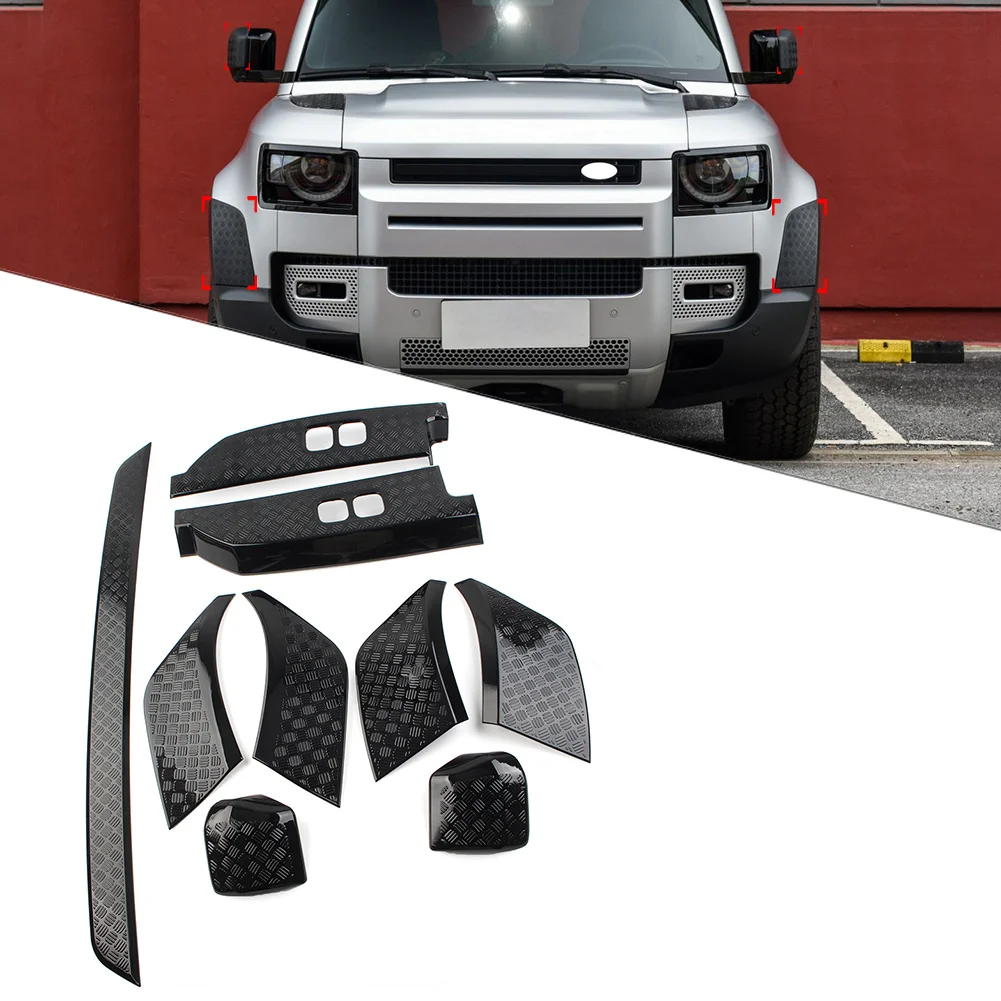 9Pcs/Set Glossy Black Car Side Moulding Body Kits Accessories For Land Rover Defender 90 110 2020 2021 2022 2023