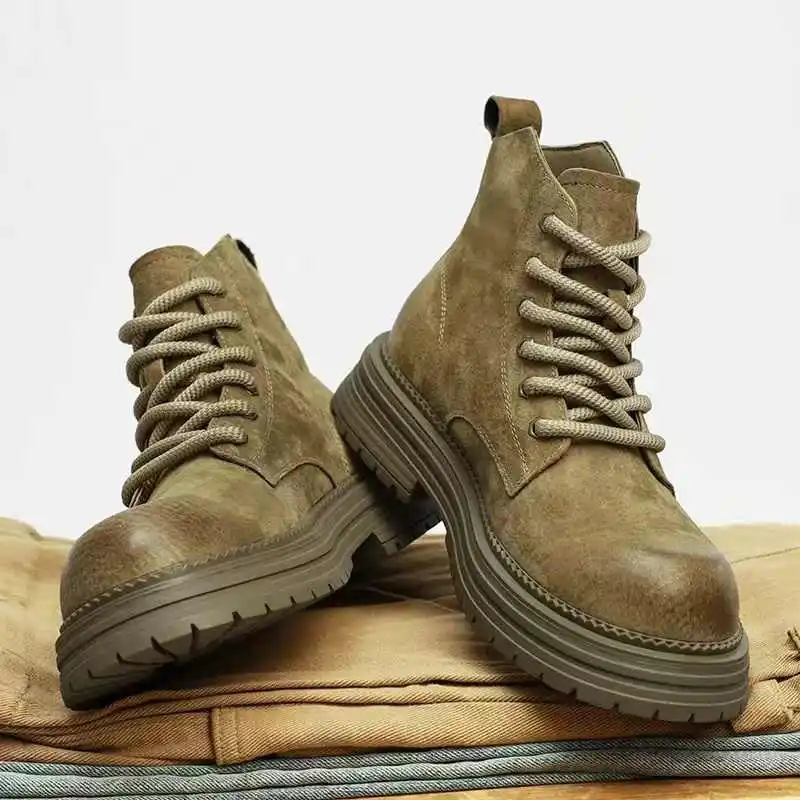 

Autumn Men's Boots and Ankle Boots Fashionable Thick Soled Brown Boots, Shoe Designer's 2025 Hot Selling Item Trainers Platform