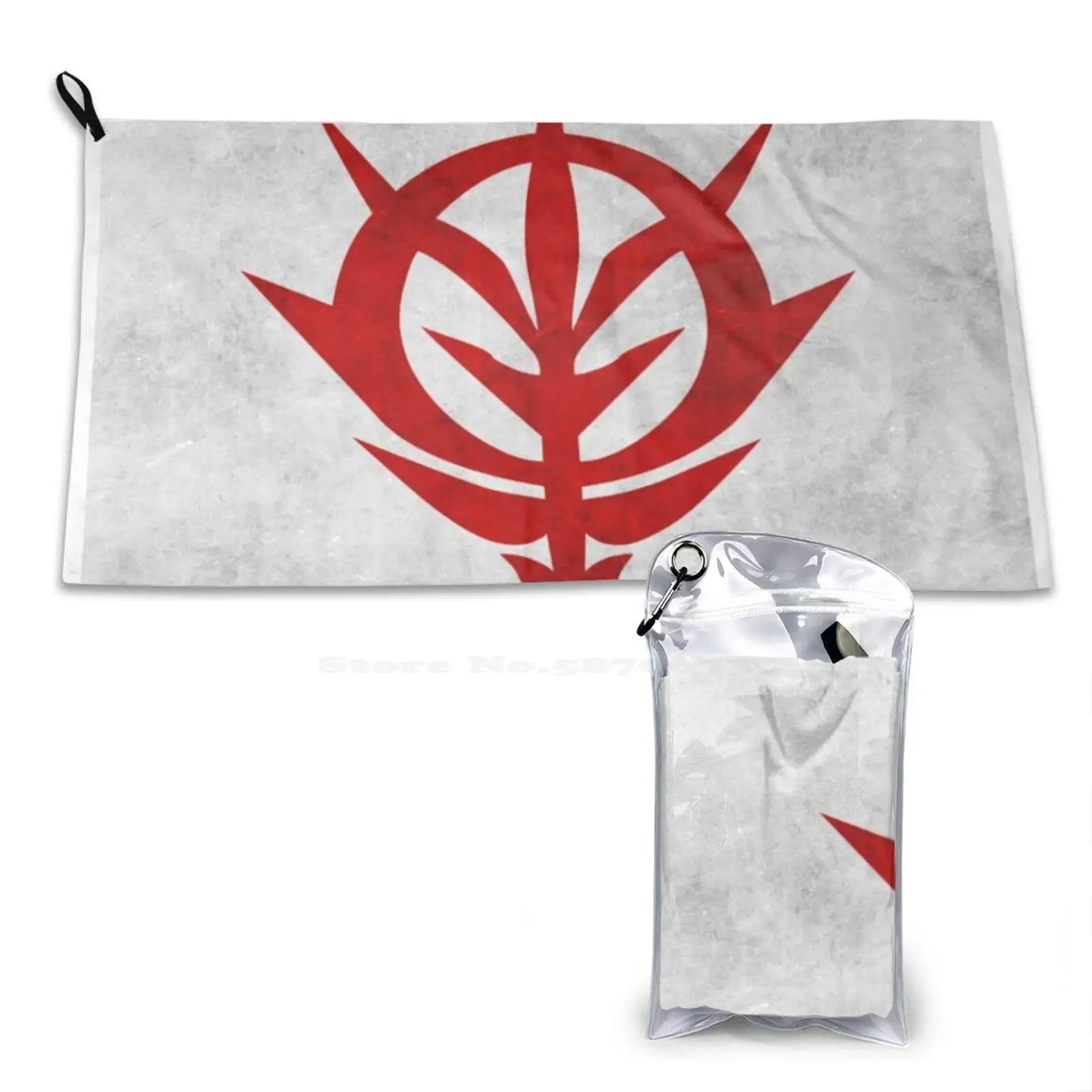 Zeon Logo Texture White Soft Microfiber Fabric Face Towel Scifi Science Fiction Robot Mecha Anime Manga Principality Of Zeon