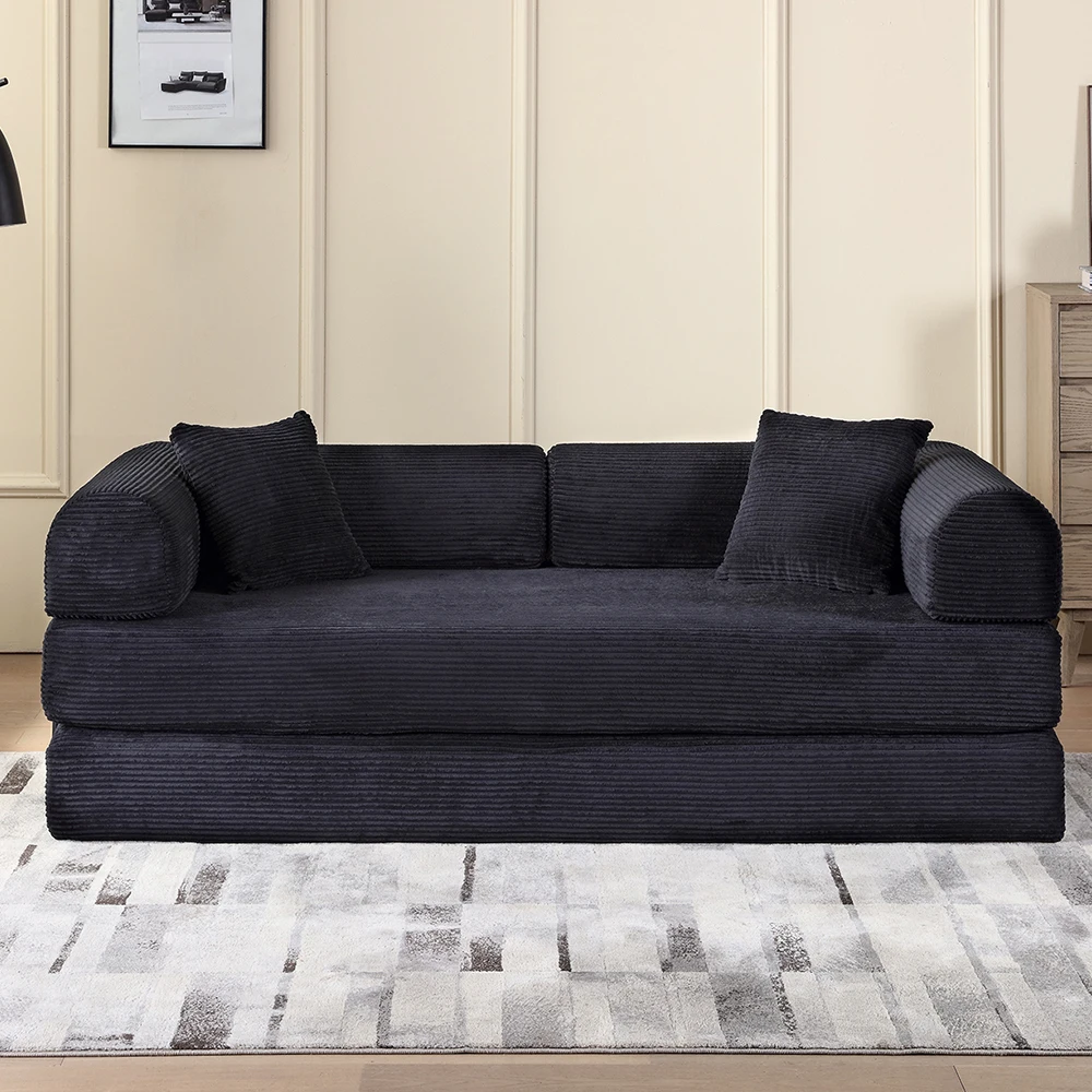 80-Inch Folding Convertible Sofa Bed, Fixed Shape Frame, Frameless Double Sofa Suitable for Small Spaces, Living Rooms, and Bedrooms - view 5